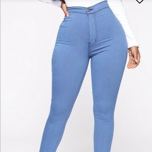 Fashion Nova blue high waisted pants